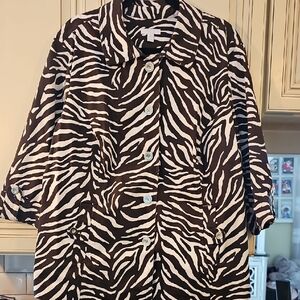 Charter Club Brown and White Zebra Print Blouse